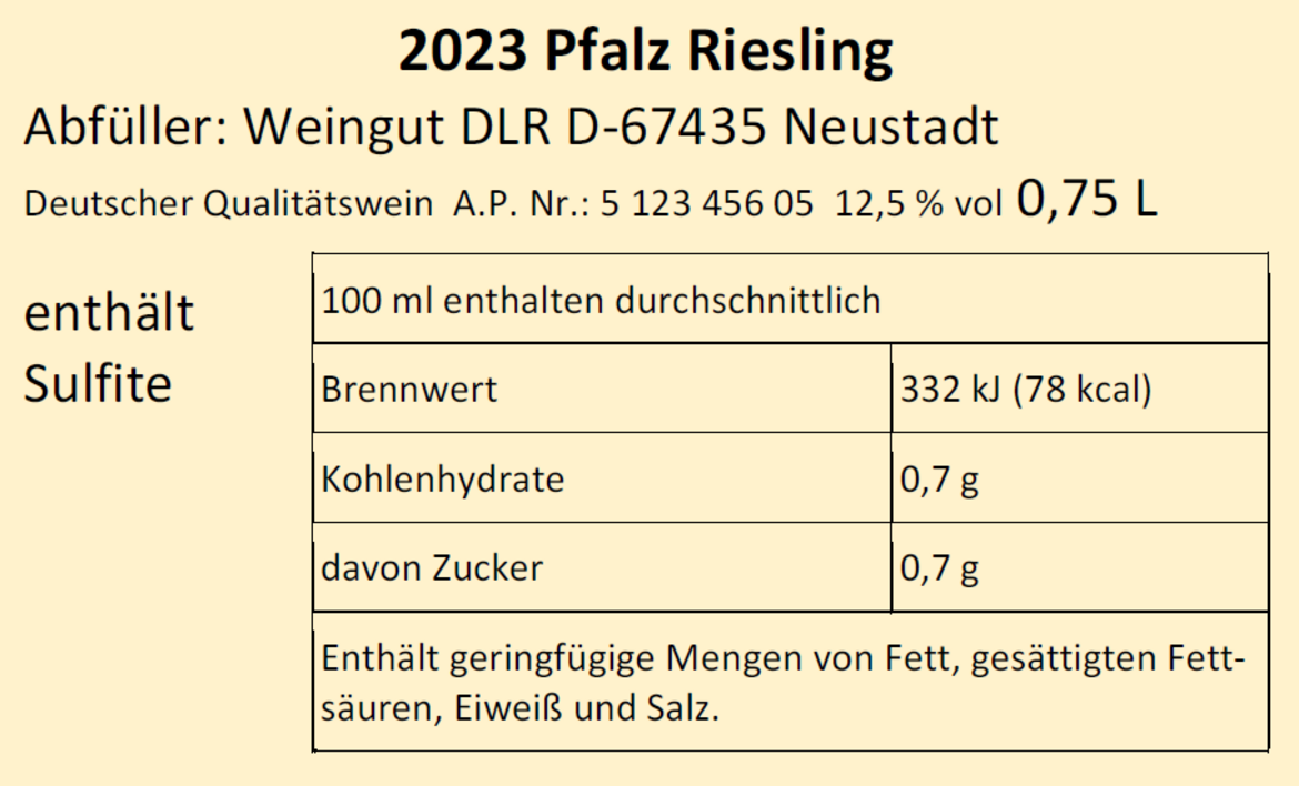 Abbildung: Nährwerttabelle Abbildung: Nährwerttabelle