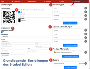 Grundlegende Einstellungen im E Label Editor