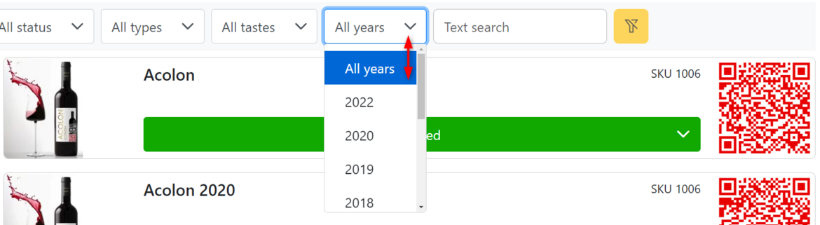 Filter e-labels by year Filter e-labels by year