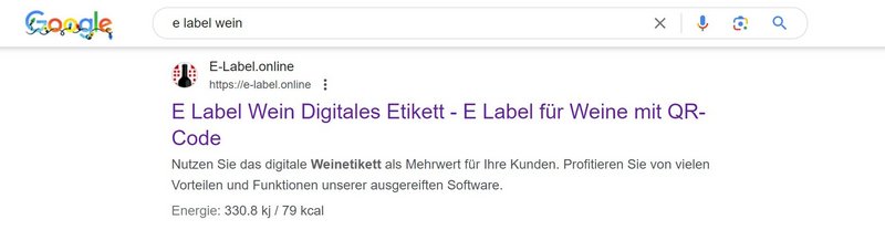 e label weine - alcançou o 1º lugar na pesquisa do Google
