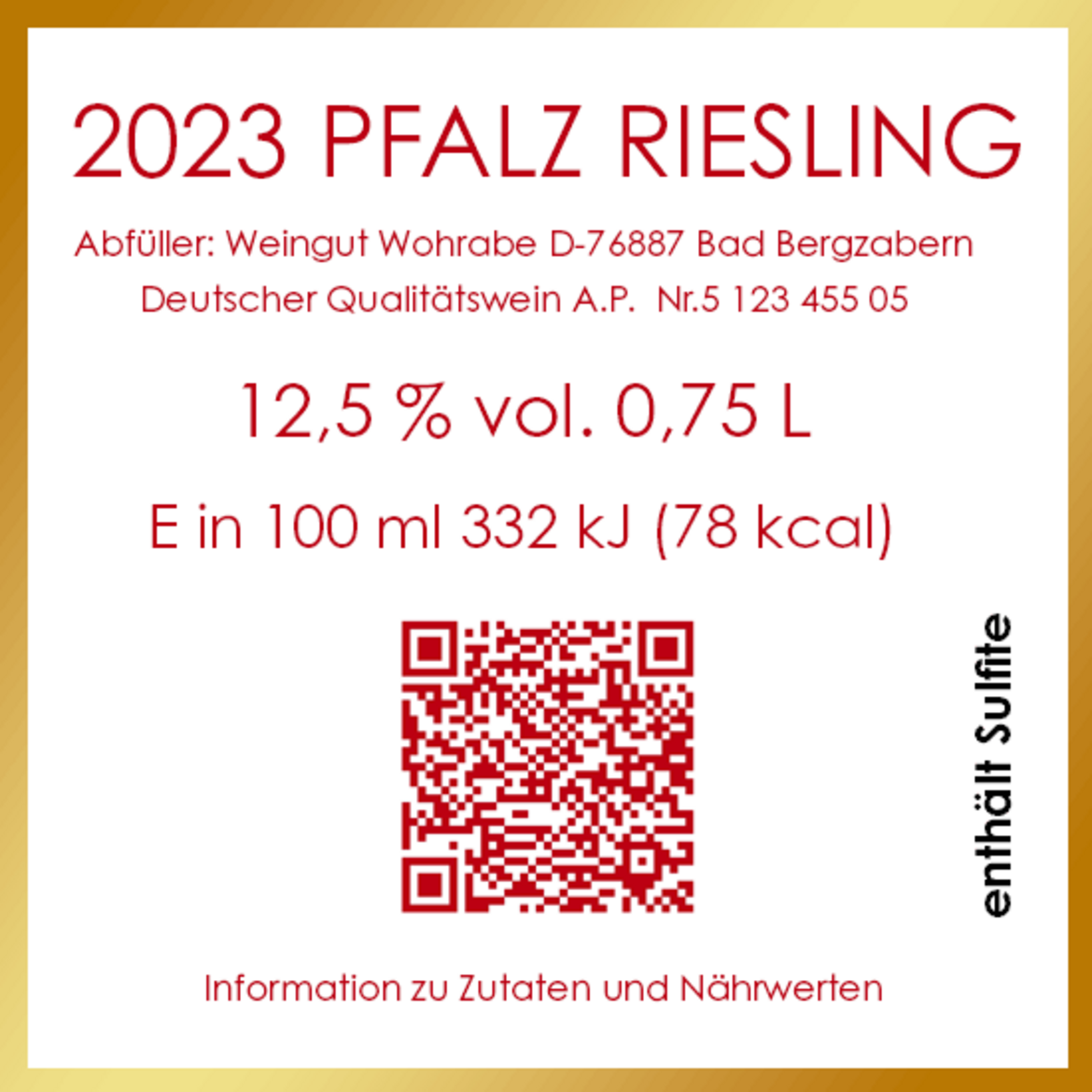 Abbildung: Weinetikett Abbildung: Weinetikett