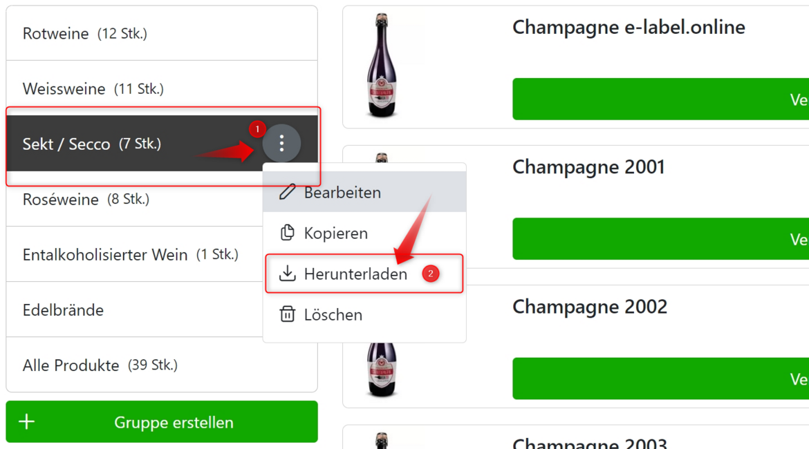 NEU: Download der QR-Codes pro  Produktgruppe