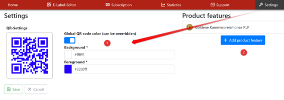 Global QR code colours