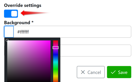 Individual colour for the QR code per product group. The colour can also be overridden individually per product