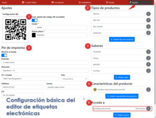 Ajustes básicos en el Editor de etiquetas E
