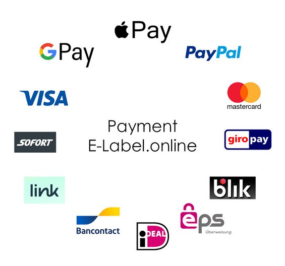 Kreditkarten - weltweit Apple Pay - weltweit Google Pay - weltweit PayPal - weltweit Link - weltweit BLIK - beliebt in Polen Bancontact - beliebt in Belgien EPS - beliebt in Österreich Giropay - beliebt in Deutschland iDEAL - beliebt in Niederlande Sofort - beliebt in Deutschland, Österreich und Schweiz