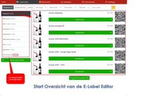 Startscherm van de E Label software voor digitale wijnetiketten met QR-code