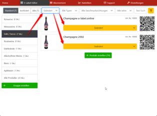 Filter e-labels quickly and easily, a very useful function depending on the number of e-labels over the years