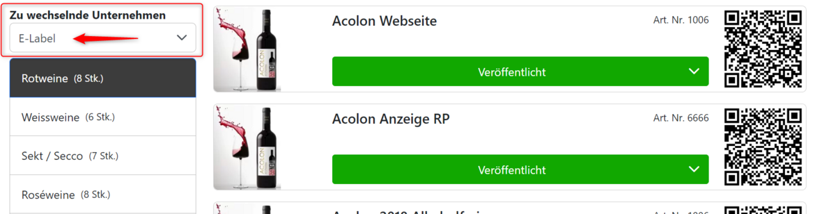 Unternehmen auswählen Unternehmen auswählen