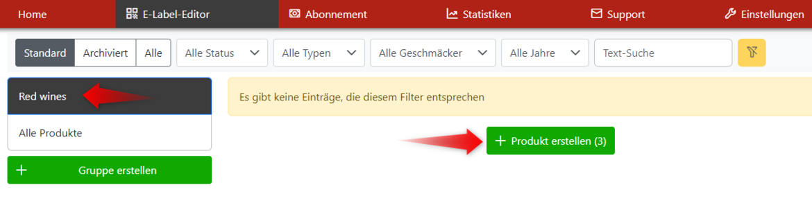 Die Ansicht nach speichern der Produktgruppe Die Ansicht nach speichern der Produktgruppe